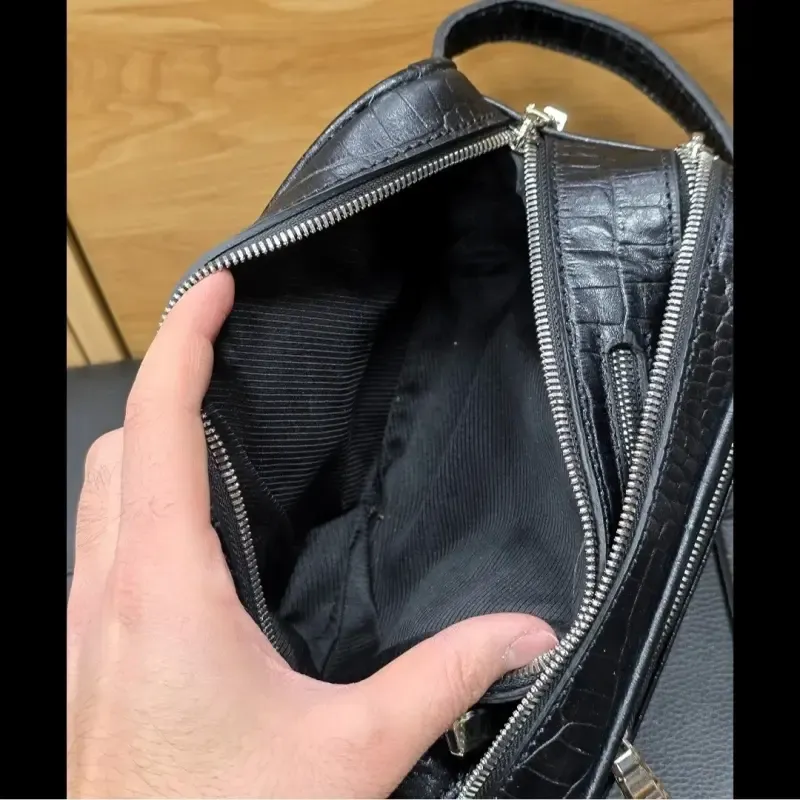 کیف دستی چرم طبیعی چرم ظفر دو خانه با جاکارتی و رمزدار - تصویر 11