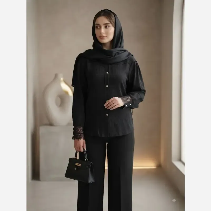 شومیز زنانه مجلسی مدل سوگین جنس توکی کراش سایز بزرگ تا 56 - تصویر 8
