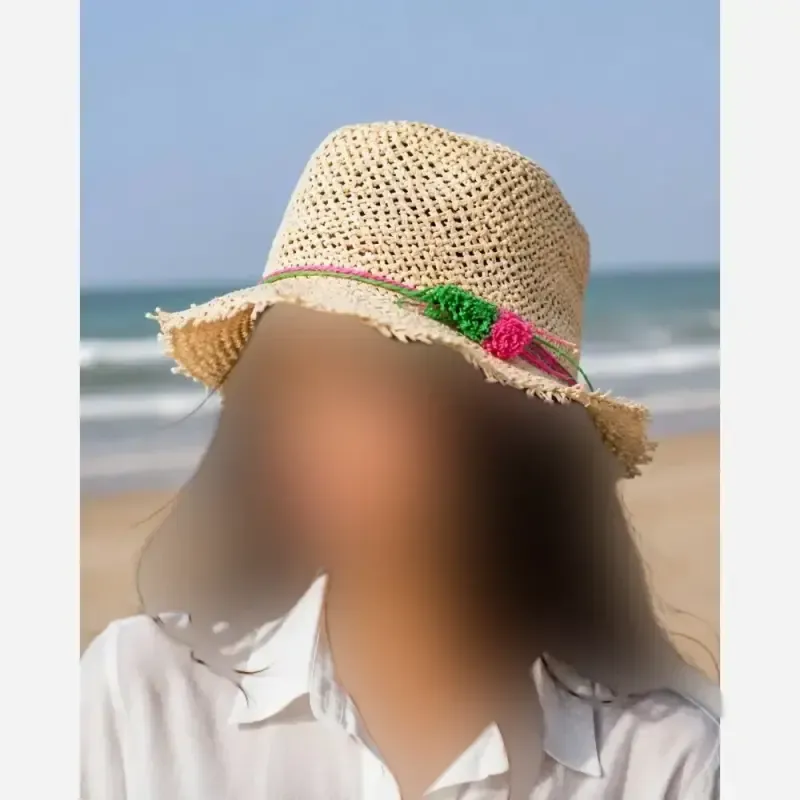 کلاه حصیری وارداتی فریسایز لبه 4 سانت - تصویر 3