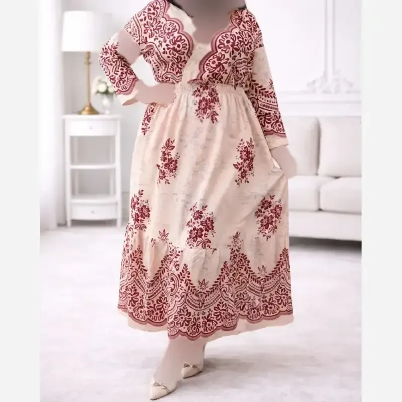 پیراهن ساحلی زنانه فلور حاشیهدار چپ و راستی فری سایز 38 تا 48 - تصویر 8