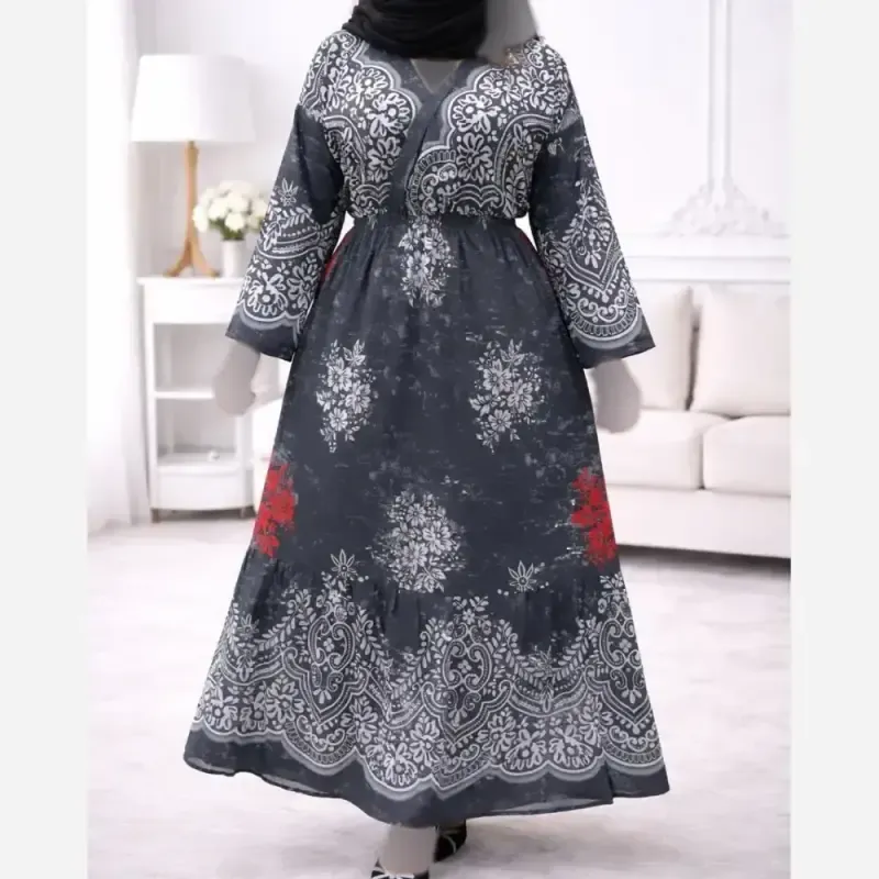 پیراهن ساحلی زنانه فلور حاشیهدار چپ و راستی فری سایز 38 تا 48 - تصویر 4