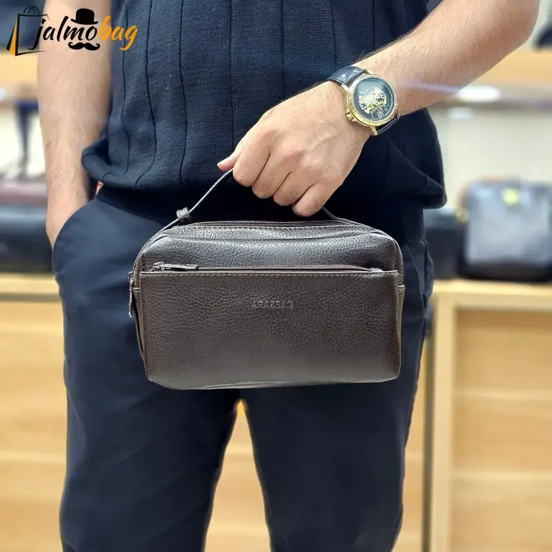 کیف دستی مردانه چرم صنعتی ضد خش شوزبگ دو خانه - تصویر 2