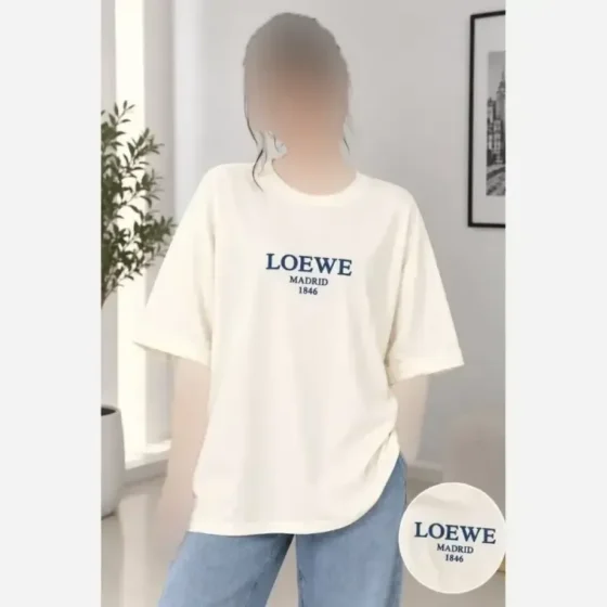 تیشرت اور باکسی نخ پنبه طرح LOEWE آستین پاکتی فری سایز