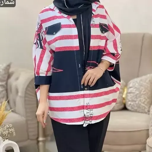 مانتو پانچ شکیلا جنس داکرون پنبه فری سایز - تصویر 2
