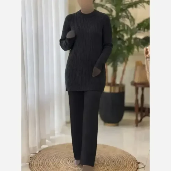 پلیور بافت زنانه مدل گپ مارپیچی بلند فری سایز ریزبافت