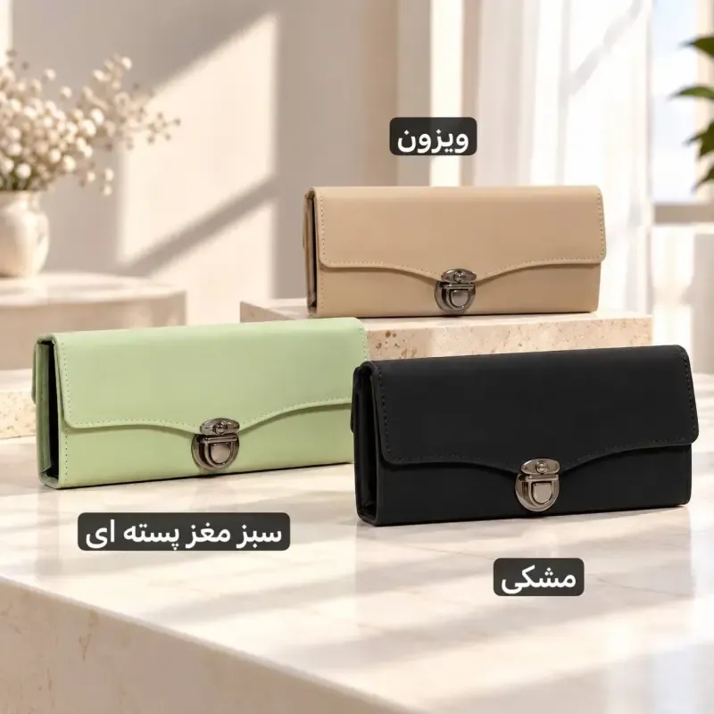 کیف پول زنانه پارچه ای نانسی قفل دار جیب دار - تصویر 6