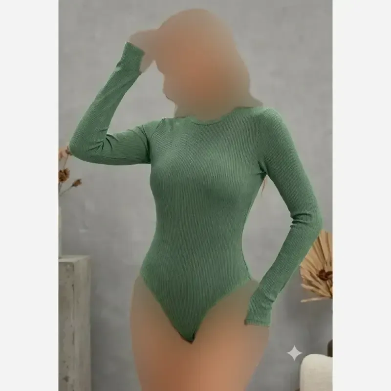بادی یقه گرد پنبه کبریتی فری سایز زنانه - تصویر 2