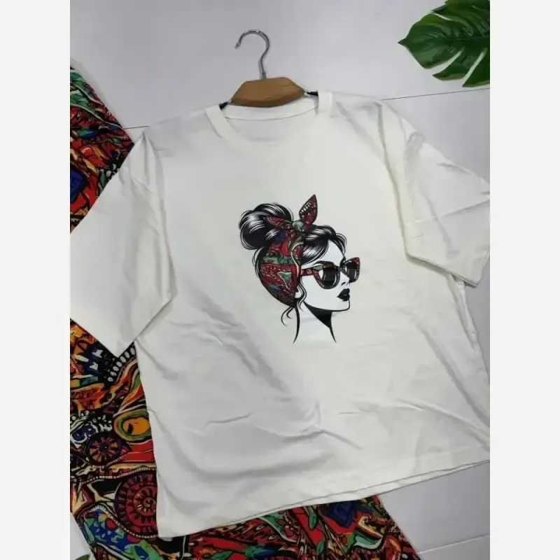 بلوز و شلوار زنانه مدل مرسده تیشرت پنبه شلوار الیزه سایز فری 38 تا 48 - تصویر 3