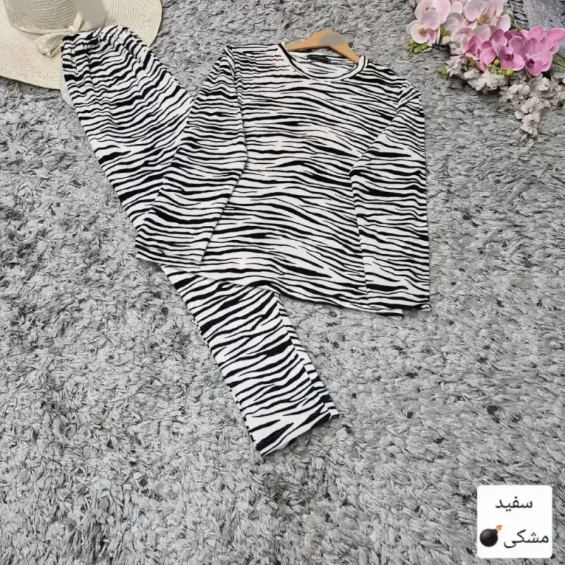 ست بلوز و شلوار مخمل زنانه مدل زبرا فری سایز - تصویر 4