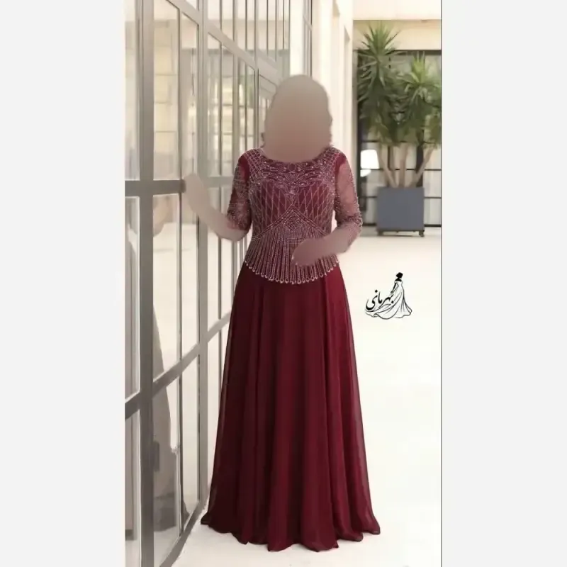 ماکسی مجلسی زنانه سایز بزرگ حریر کاپدار مدل لعیا - تصویر 3