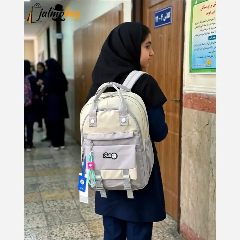 کوله پشتی مدرسه ضد آب رنگی مناسب دبستان و راهنمایی - تصویر 4