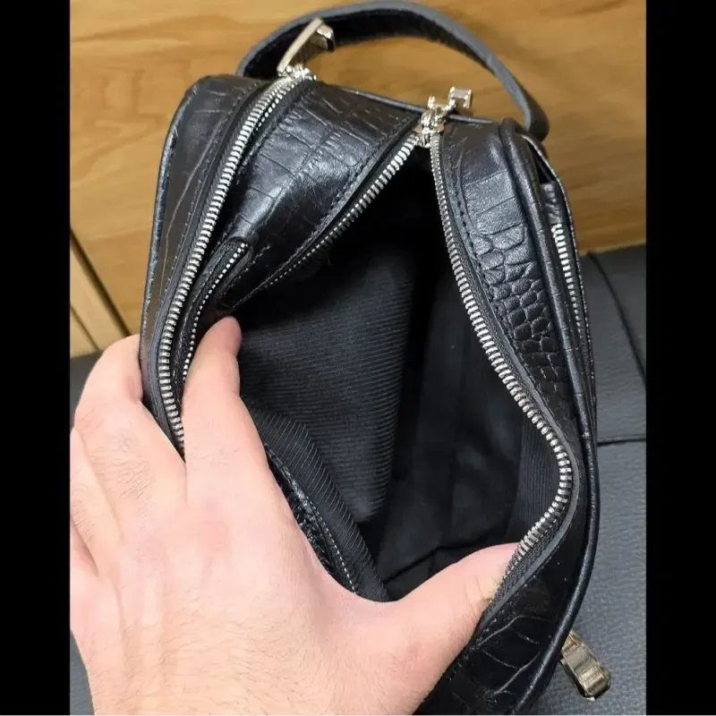 کیف دستی چرم طبیعی چرم ظفر دو خانه با جاکارتی و رمزدار - تصویر 8
