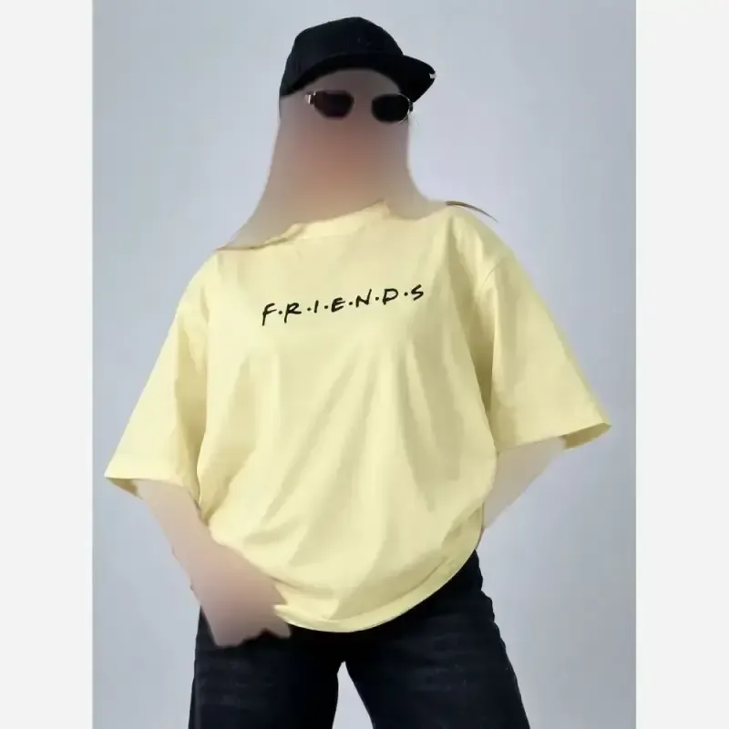 تیشرت باکسی طرح friends جنس پنبه سوپر فری سایز - تصویر 8