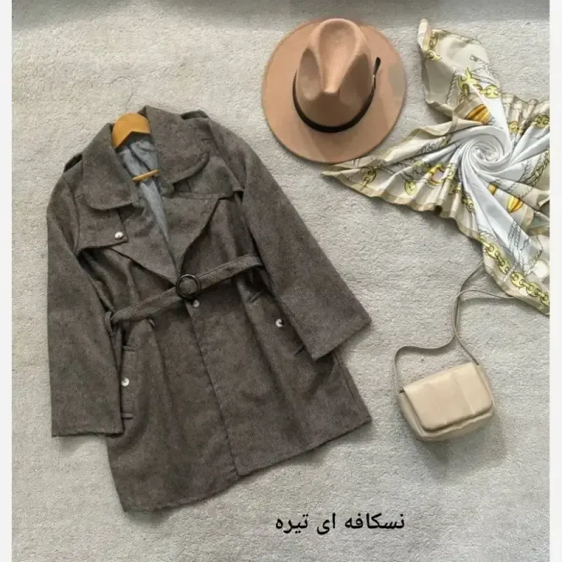 پالتو موهر پشمی زنانه مدل خجسته رنگ نسکافه ای و ذغالی فری سایز - تصویر 9