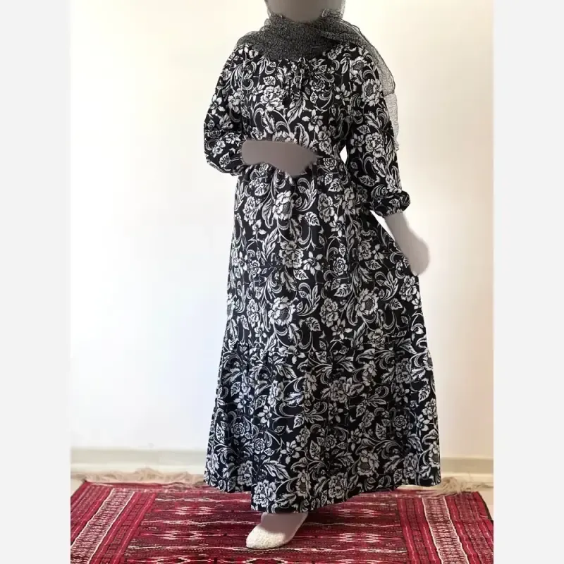 پیراهن ساحلی زنانه جنس فلور بوگاتی فری سایز قد 135 - تصویر 3
