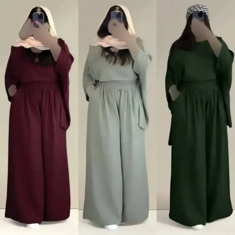 ست شومیز و شلوار زنانه جنس شانتون سایز فری 38 تا 48 - تصویر 6