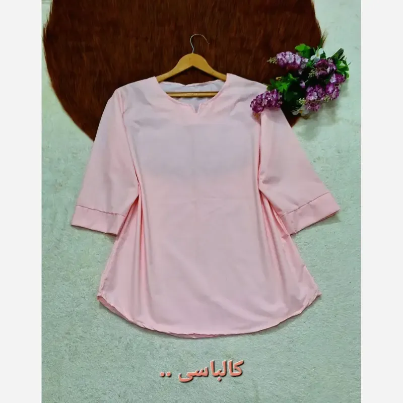 شومیز نخی ساده و دیپلمات یقه کوبایی فری سایز زنانه - تصویر 8
