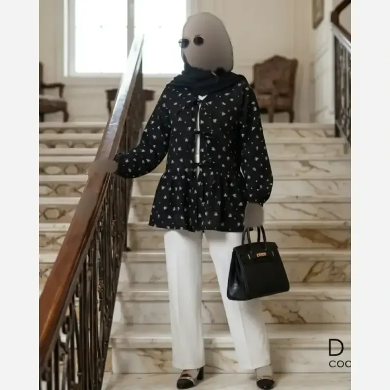 مانتو عروسکی وال ژاکارد گل گچی مدل آیسل تک سایز - تصویر 5