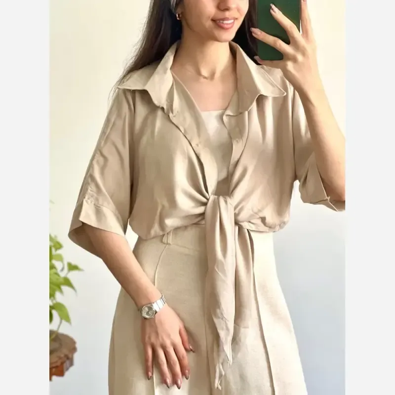 شومیز نخی گره ای خنک و تابستانه - تصویر 7