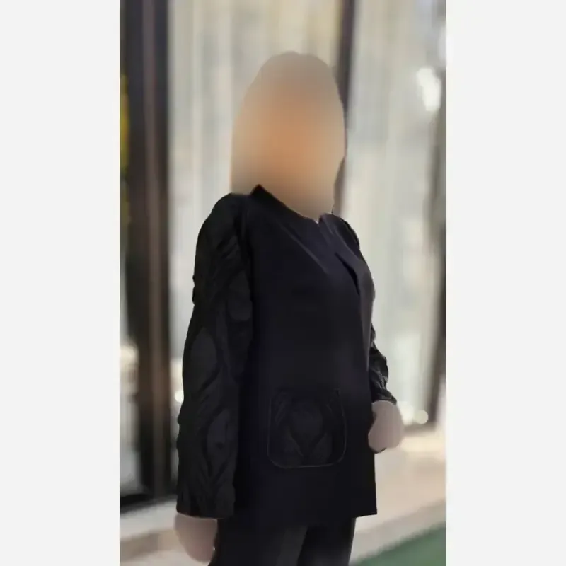 کت و شلوار زنانه طرح لاله جنس مازراتی و آستین فکورا رنگ مشکی - تصویر 11