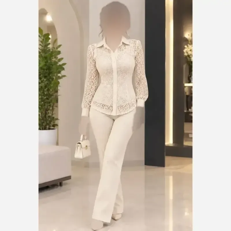شومیز گیپور با پارچه ترک و خرج کار جولیا - تصویر 2