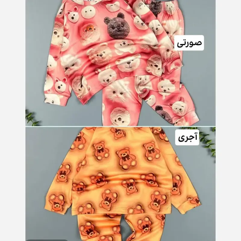 بلوز و شلوار نوزادی پارچه گیاهی خارجی درجه یک رنگ صورتی و آجری سایز 1 تا 4 - تصویر 2