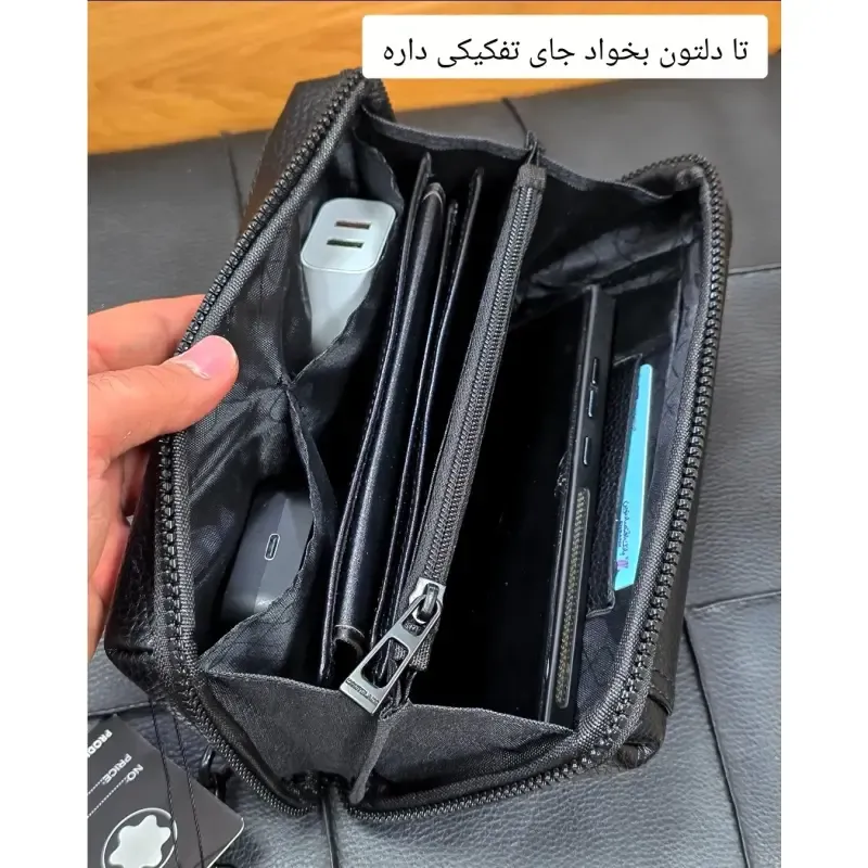 کیف دستی پاسپورتی مونت بلانک چرم وارداتی - تصویر 18