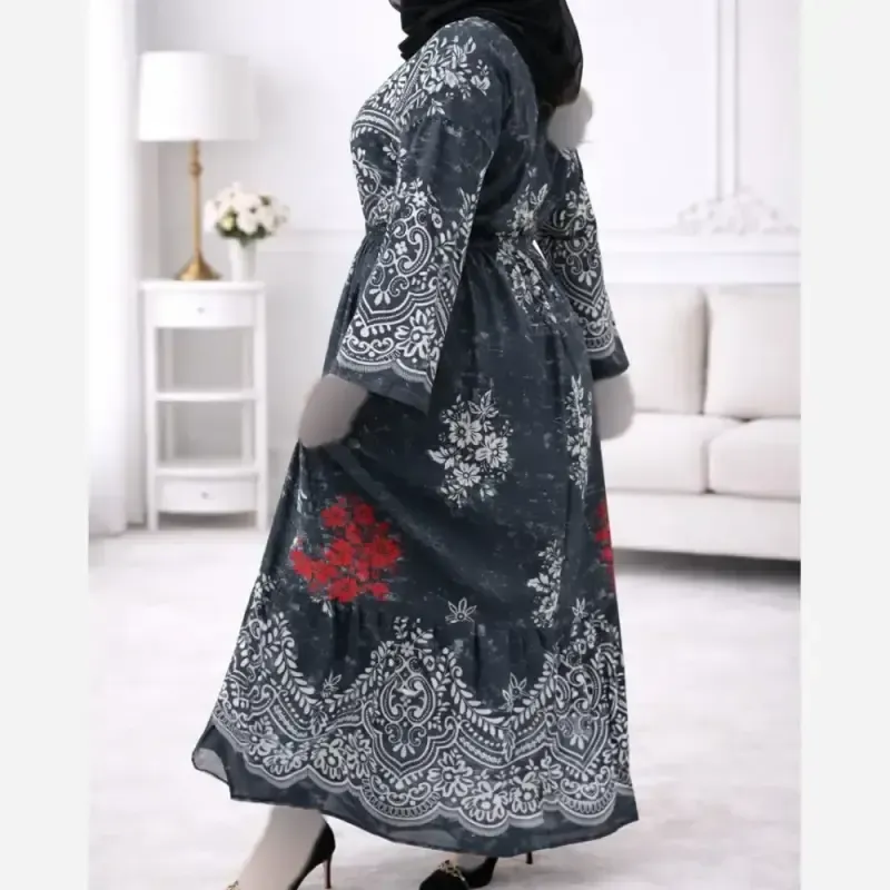 پیراهن ساحلی زنانه فلور حاشیهدار چپ و راستی فری سایز 38 تا 48 - تصویر 7