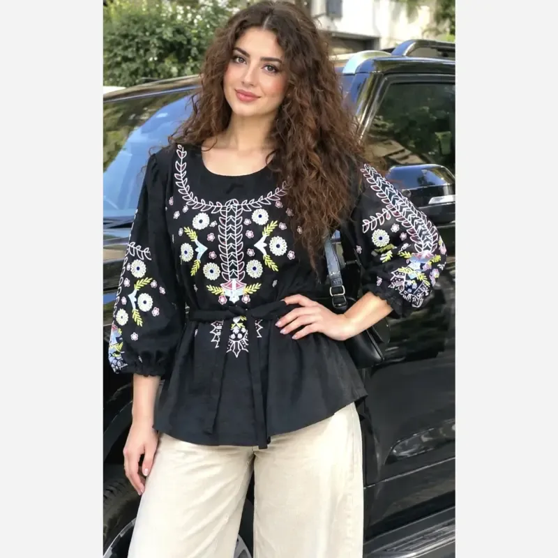 تونیک چاپی رنگی آرامش جنس شانتون درجه یک فری سایز - تصویر 5