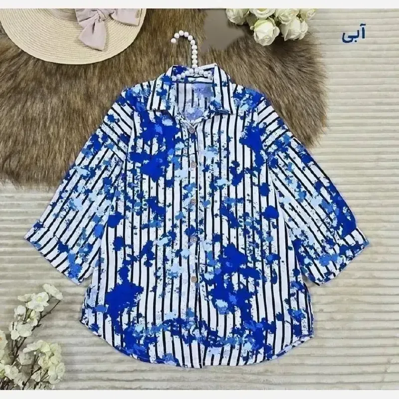 شومیز مانتویی طرح polo جنس کتان لینن نخی فری سایز - تصویر 3