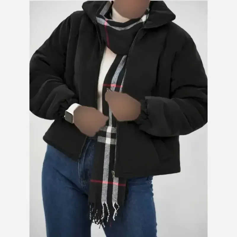 کاپشن رزیتا سیلیکونی پشم شیشه گرم بالا مشکی فری سایز تا 44 قد 55 - تصویر 3