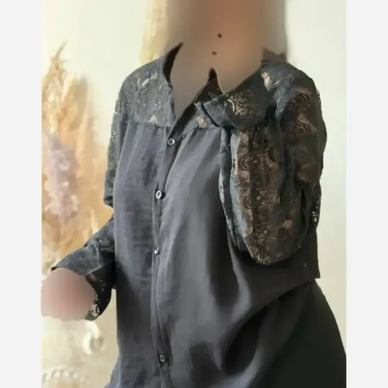شومیز مجلسی زنانه مدل آیسو جنس کرسپو دانتل اعلاء فری سایز - تصویر 4