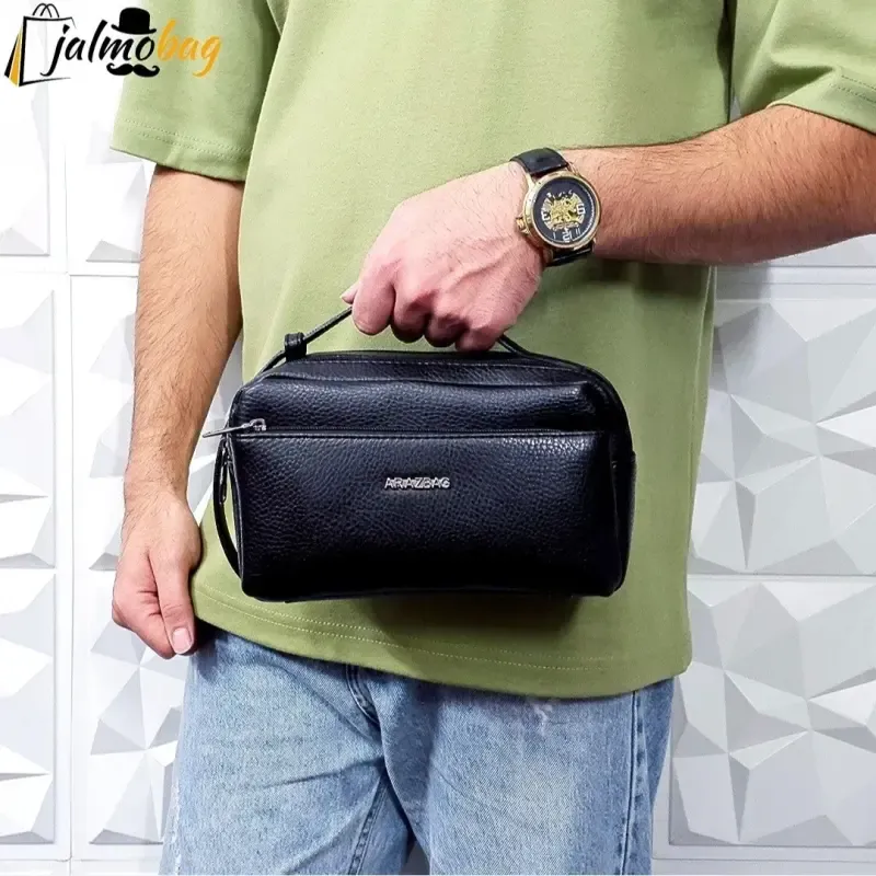 کیف دستی مردانه چرم صنعتی ضد خش شوزبگ دو خانه - تصویر 6