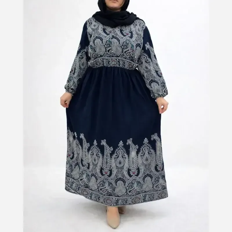 پیراهن نخی سایز بزرگ زنانه ترمه مدل آزاد و راحت چهار فصل - تصویر 3