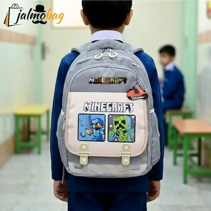 کوله پشتی طرح ماینکرافت مناسب پیش دبستانی و دبستان جنس پارچه کجراه خارجی - تصویر 3