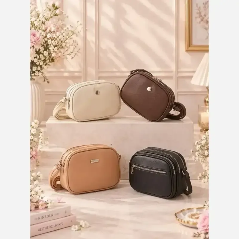 کیف سالی سه خونه دستی و دوشی زنانه سایز 22 در 15 رنگ بندی متنوع - تصویر 3