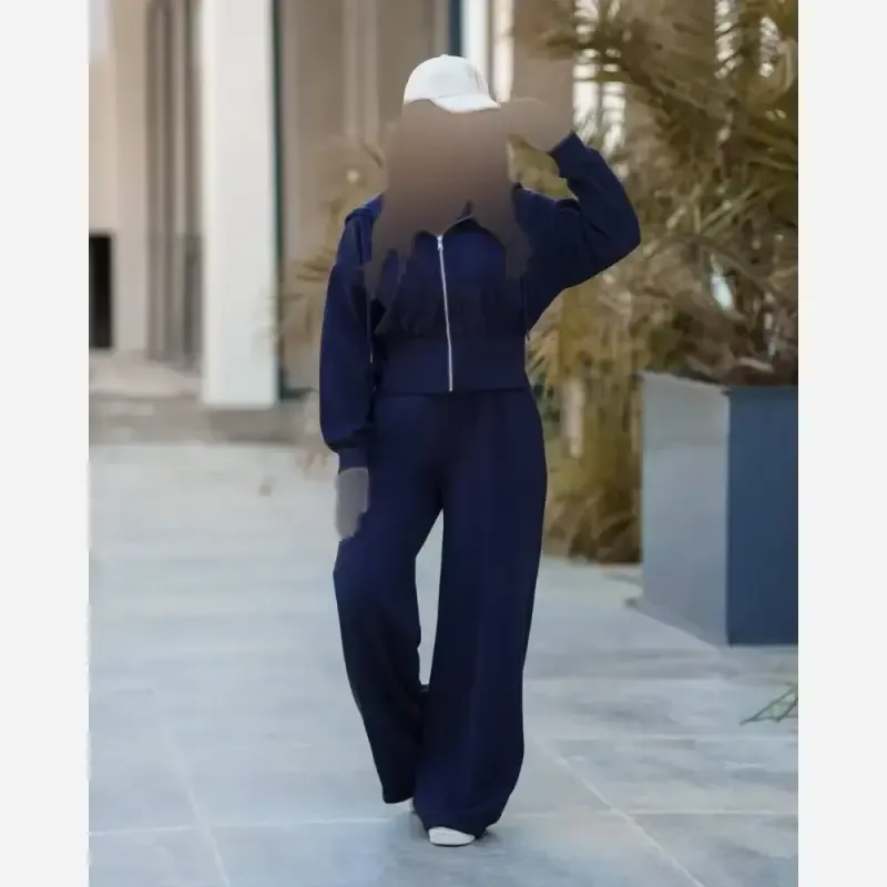 ست پاییزی زنانه ضخیم و گرم هودی کلاهدار و شلوار جاگر یا بگ فریسایز فوتر اویشو دورو - تصویر 2