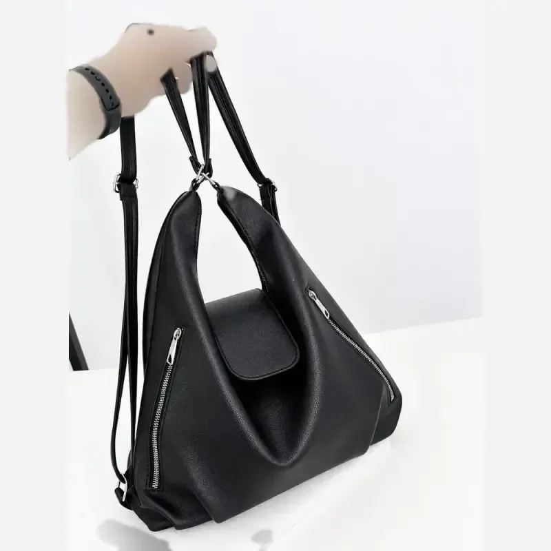 کیف دو کاره دوشی و کوله پشتی مشکی سورمه ای شکلاتی سایز 38 در 30 متریال وارداتی - تصویر 6