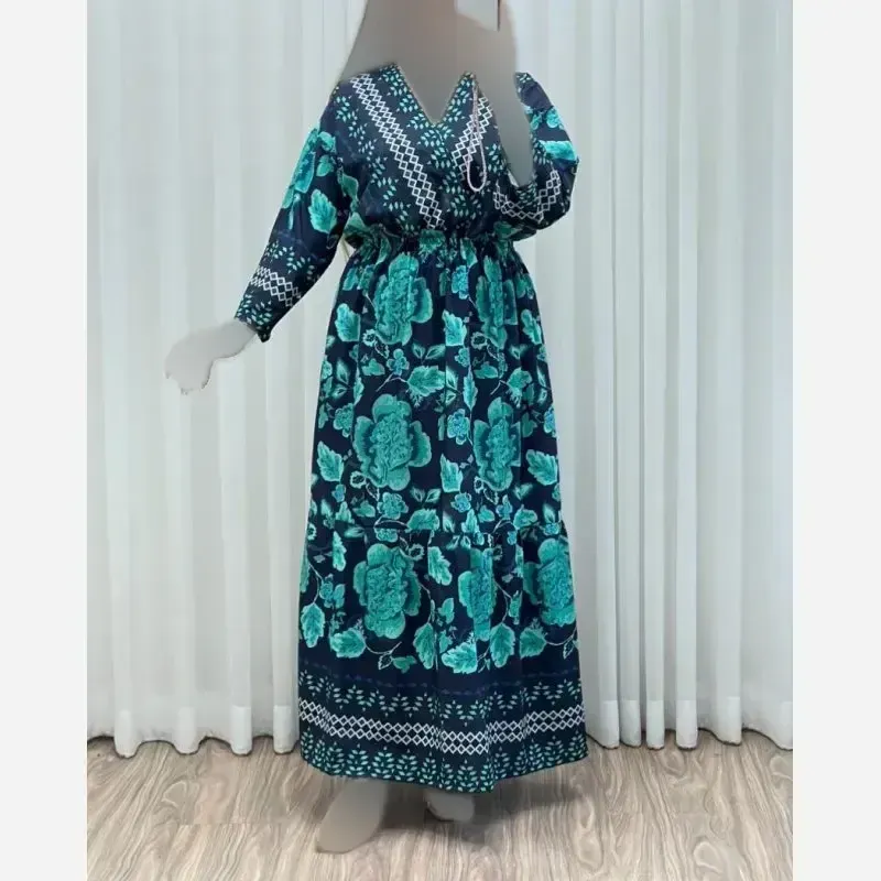 پیراهن ساحلی زنانه مدل چپ و راستی طرح فلور حاشیهدار فری سایز - تصویر 2