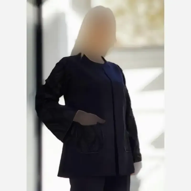 کت و شلوار زنانه طرح لاله جنس مازراتی و آستین فکورا رنگ مشکی - تصویر 6