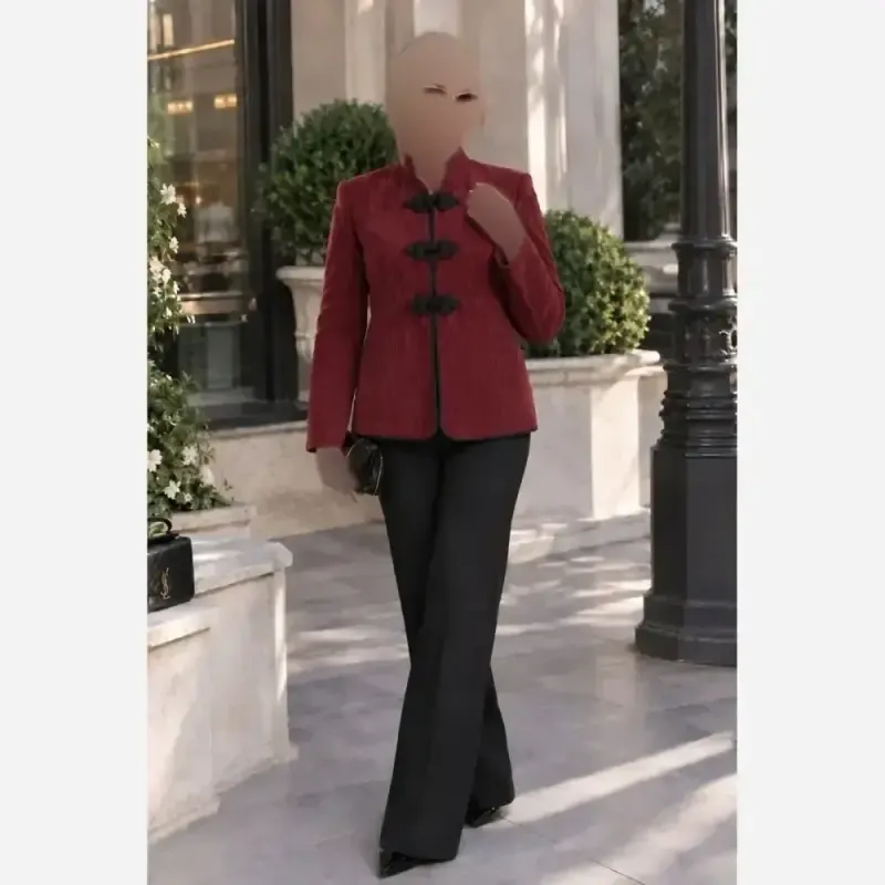 کت مخمل کبریتی مزونی زنانه مدل سارمین - تصویر 10