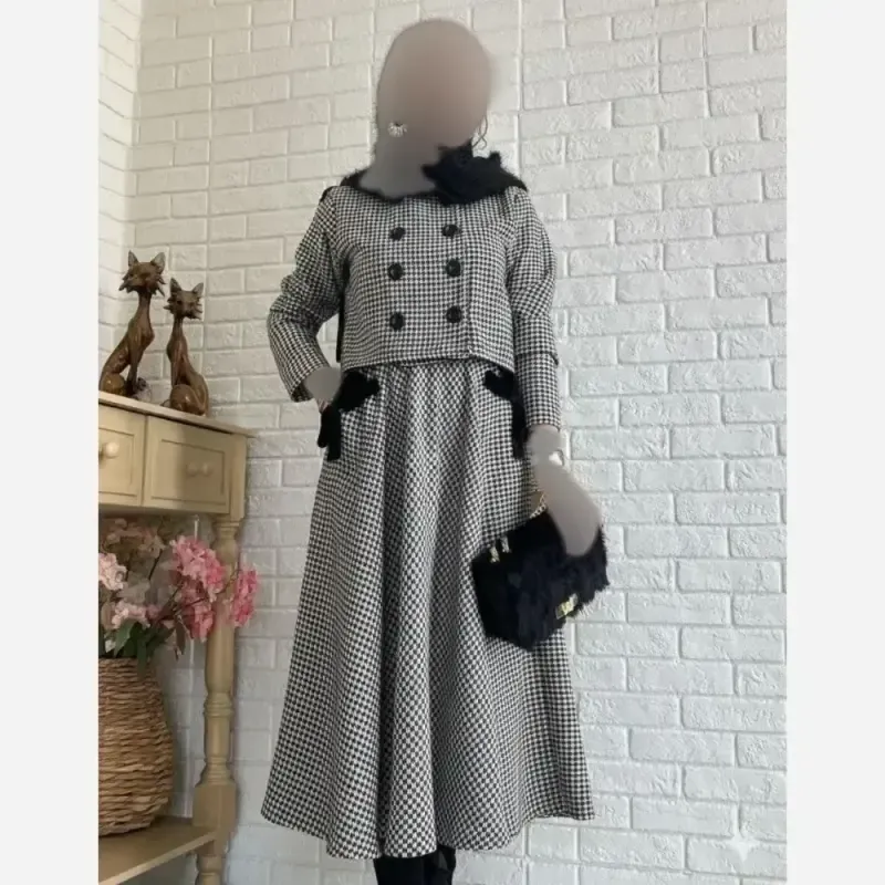 کت دامن مروا پیچازی گرم بالا سایز 1 و 2 کرم مشکی - تصویر 3