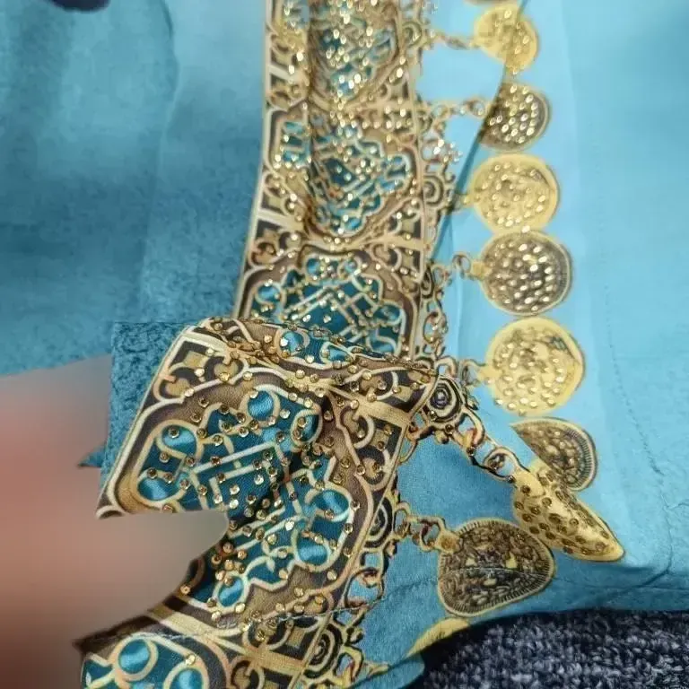 پیراهن عبایی مجلسی زنانه جنس سوپر الیزه گرم بالا نگین دار فری سایز - تصویر 13