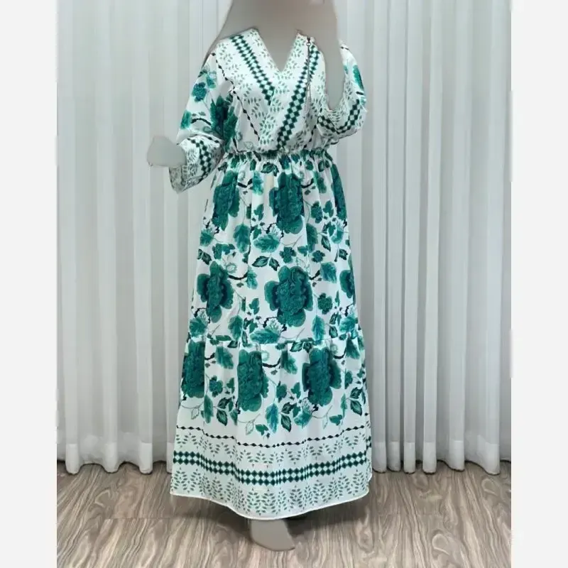 پیراهن ساحلی زنانه مدل چپ و راستی طرح فلور حاشیهدار فری سایز - تصویر 5