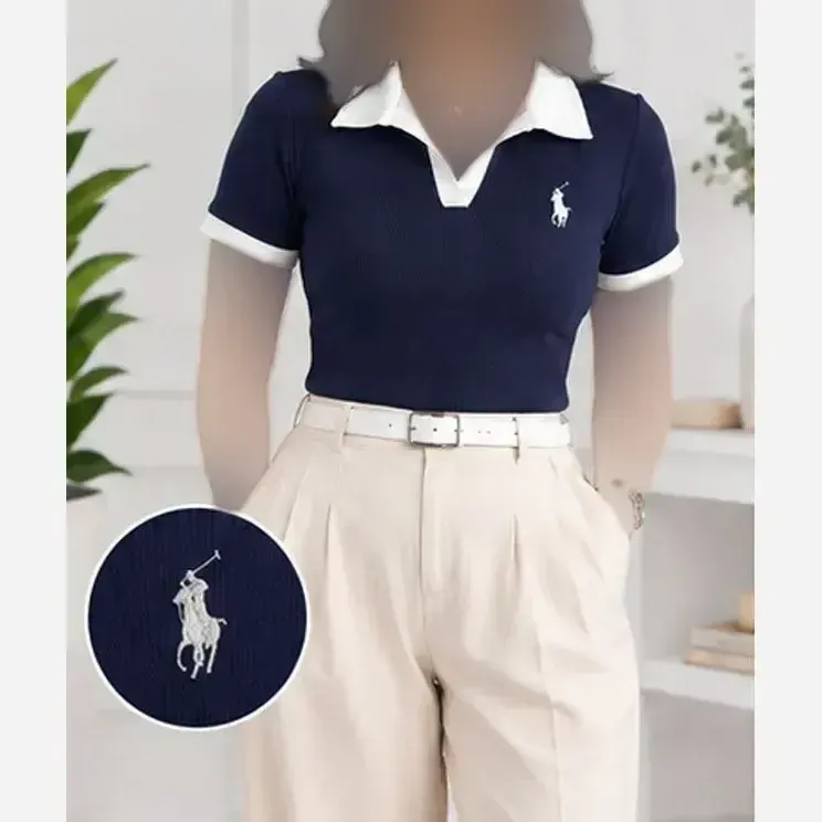 پولوشرت کبریتی یقه سفید گلدوزی polo فانریپ پنبه - تصویر 2