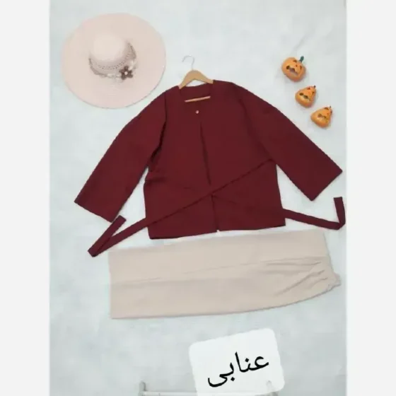 مانتو شلوار مازراتی شنیا کمربند دار سایز فری تا 46
