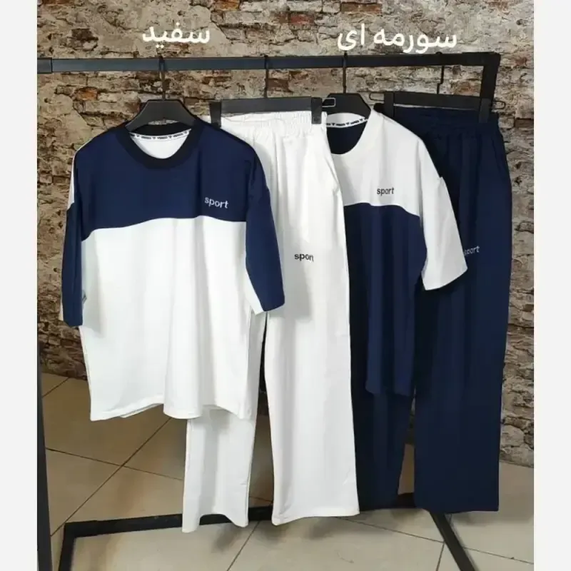 ست تیشرت شلوار اسپرت پنبه گلکسی فری سایز مدل ویشکا - تصویر 2