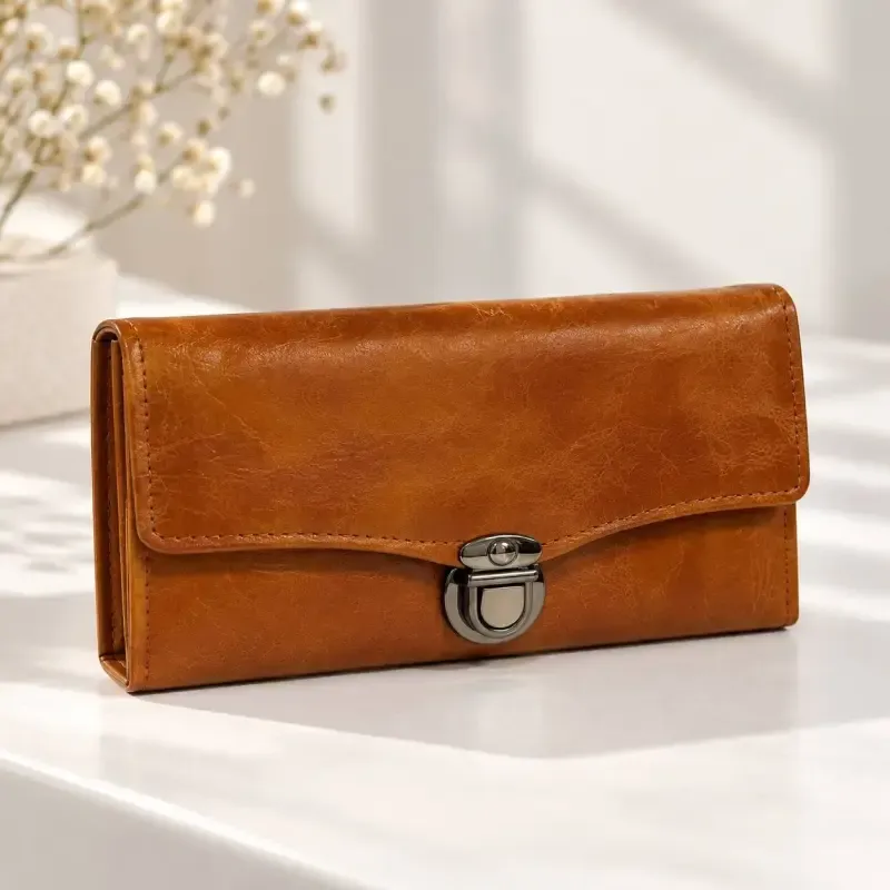 کیف پول چرم مصنوعی زنانه با قفل و جیب داخلی و بیرونی - تصویر 9