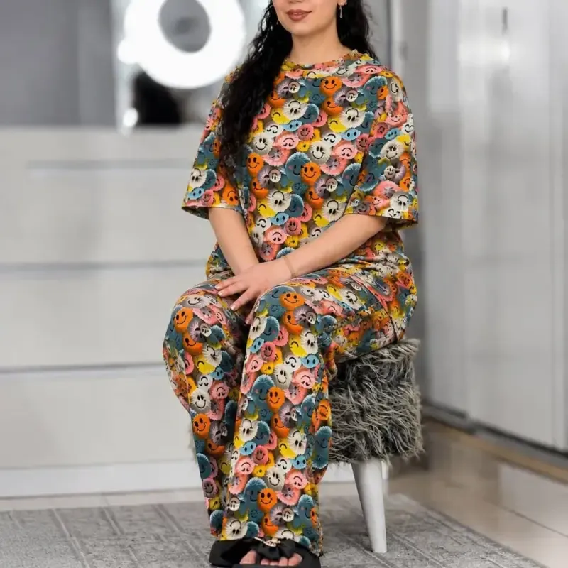 ست تیشرت شلوار راحتی سه بعدی قواره بزرگ پنبه گیاهی - تصویر 9