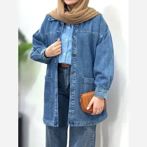 کت جین حلالی قد بلند یخی آبی سایز 1 و 2 - تصویر 2